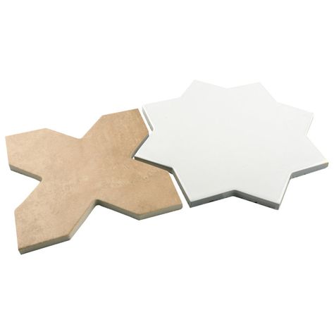 Argile Star with Cross 7 In. X 14 In. Porcelain Floor And Wall Tile Kit Star Cross Tile, Tiles For Wall, Deck Box Storage, Merola Tile, Feature Tiles, Porcelain Floor, Star Crossed, Bathtub Accessories, Porcelain Floor Tiles