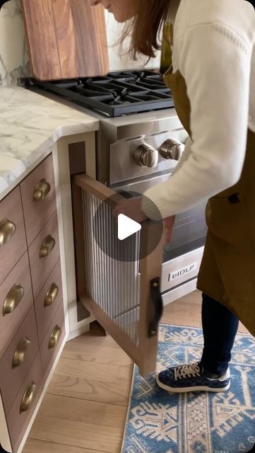 Sarah Robertson on Instagram: "3 sneaky kitchen storage ideas that no one expected, ever. 😀. The dish rack, squeezed into just a few spare inches of unused space next to the diagonal range. The bread drawer, hidden right under the toaster. And the refrigerator that looks like a group of small apothecary drawers. I mean, what will we think of next?? 😁. Well stay tuned on that, and we will try to come up with something!!

Design by us here @studiodearborn" Toaster Drawer, Bread Drawer, Kitchen Solutions, Dish Racks, Kitchen Storage, Drawers, Design