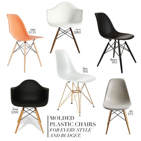 Molded Plastic Chairs for Every Style and Budget (and In Our Dining Room, Too!) | Chris Loves Julia White Chairs Wood Table, Slime Dough, Furniture History, Black Velvet Chair, Chairs Logo, Living Room Center, Plastic Chairs, Wellness Studio, Diy Living Room Decor