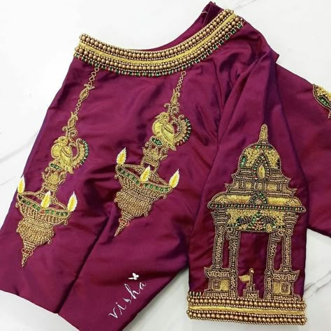 Simple Wedding Blouse Designs, Exclusive Blouse Designs, Blouse Designs Aari Work, Paithani Blouse, Black Blouse Designs, Cloth Painting, Blouse Maggam Work, Aari Design, Maggam Work Blouse