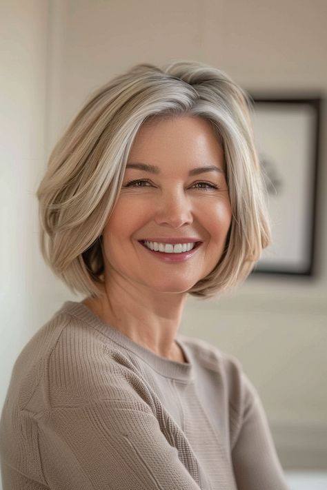 24 Stunning Bob Hairstyles Every Woman Over 50 Needs to Try in 2024 – CreativeBooster Mommy Haircut, Nice Hairstyles, 50 Hairstyles, Mom Hair, Edgy Pixie, Hairstyles 2024, Perfect Hairstyle, Grey Hair Styles For Women, Chin Length Hair