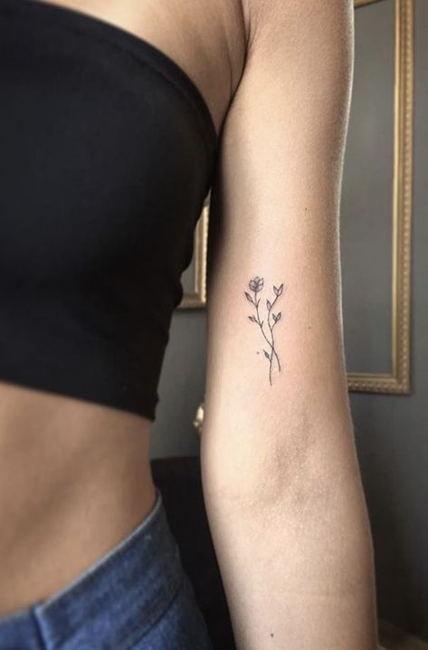 Couples Tattoos Flowers, Tattoo Flower On Arm, Tattoo Ideas Butterfly And Flowers, March Birth Flower Tattoo Ideas, Fine Line Tattoo Arm Women, Small Flower Arm Tattoo, Cute Little Hand Tattoos, Tattoos Representing Mom, Cute Fine Line Tattoos For Women