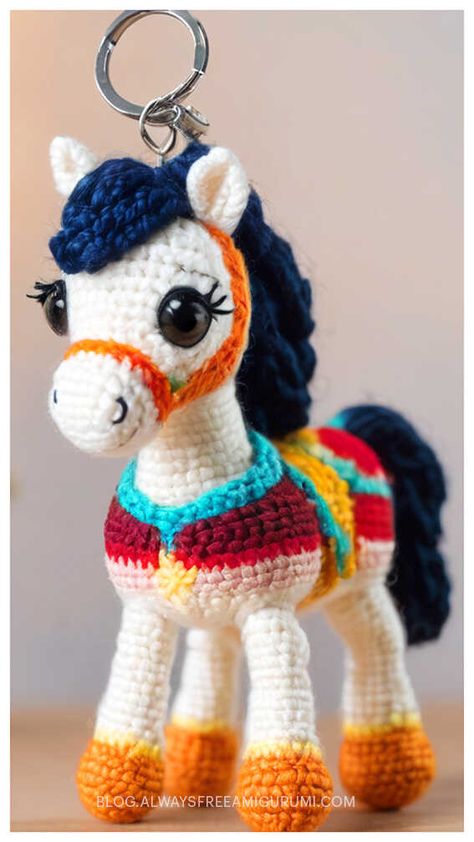 Amigurumi Keychain Crochet Free Pattern Crochet Horse Keychain Free Pattern, Crochet Horse Keychain, Keychain Crochet Free Pattern, Crochet Keychains, Amigurumi Keychain, Horse Keychain, Keychain Pattern, Homemade Mothers Day Gifts, Crochet Horse