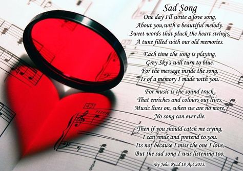 Sad Song. - Sad Poetry Red Hearts, The Words, Sheet Music, Music, Red