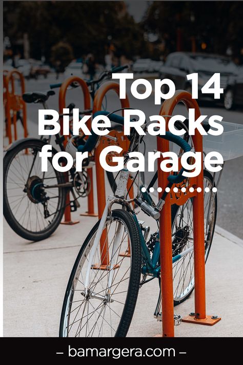 Is your garage a mess? These garage bike parking racks are the ultimate storage solution that will maximize your space. Here is a list of the 14 best bike racks for garage storage. #bikes #biking Bike Racks For Garage, Garage Bike Storage Ideas, Bike Storage Small Space, Bicycle Storage Garage, Garage Bike Storage, Bike Parking Rack, Bicycle Garage, Garage Ceiling Storage, Bike Rack Garage