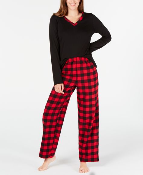 in stock Red Plaid Pajamas, Pajama Gift Set, Womens Henley, Women's Henley, Plaid Pajamas, Flannel Pajamas, Henley Top, Pajamas Set, Charter Club