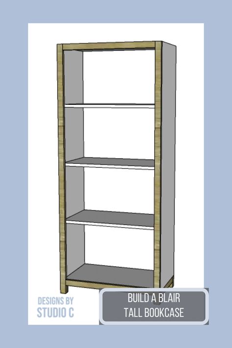 An easy to build bookcase, inspired by a catalog retailer, in a plan suitable for all skill levels! Build Bookcase, Bookcase Woodworking Plans, Bookcase Plans, Woodworking Tutorials, Tall Bookcase, Bookcase Design, Tall Bookcases, Woodworking Furniture Plans, Pocket Hole Screws