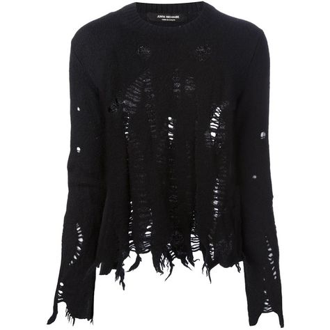 JUNYA WATANABE COMME DES GARCONS VINTAGE distressed jumper ($662) ❤ liked on Polyvore featuring tops, sweaters, jumper, shirts, shirt sweater, vintage sweaters, ripped sweater, destroyed shirt and torn shirt Ripped Shirt Outfit, Comme Des Garcons Vintage, Destroyed Sweater, Ripped Sweater, Ripped Shirts, Distressed Shirt, Vintage Jumper, Distressed Sweaters, Round Neck Sweater