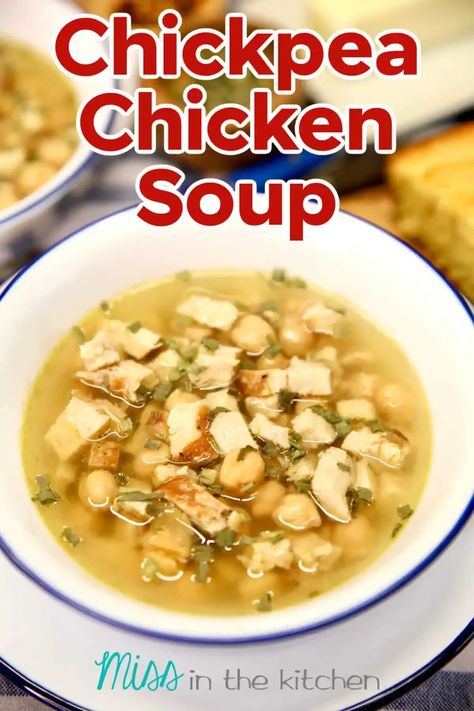 Chickpea Chicken Soup is so simple to make with just 4 ingredients. A filling and delicious meal that is satisfying without being too rich and heavy. Chicken Breast Soup, Chickpea Chicken, Use Leftover Chicken, Easy Fast Dinner Recipes, Easy Chicken Soup, Chickpea Soup, Sauteed Vegetables, Leftover Chicken, Chicken Soup Recipes