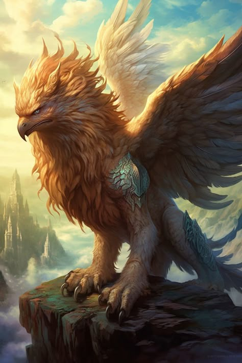 Fantasy Griffin, Griffin Mythical, Mythical Creatures Fantasy, Mystical Animals, Creatures Art, Dark Magic, Mythical Animal, Fantasy Beasts, Mythical Beast