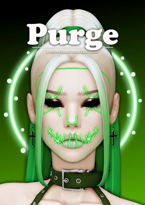 Sims 4 Halloween Makeup, Sims 4 Face Paint Cc, Lady Simmer, Neon Face Paint, Cyberpunk Tattoo, Stray Kids Outfits, Sims 4 Tattoos, Makeup Cc, Sims 4 Cc Makeup