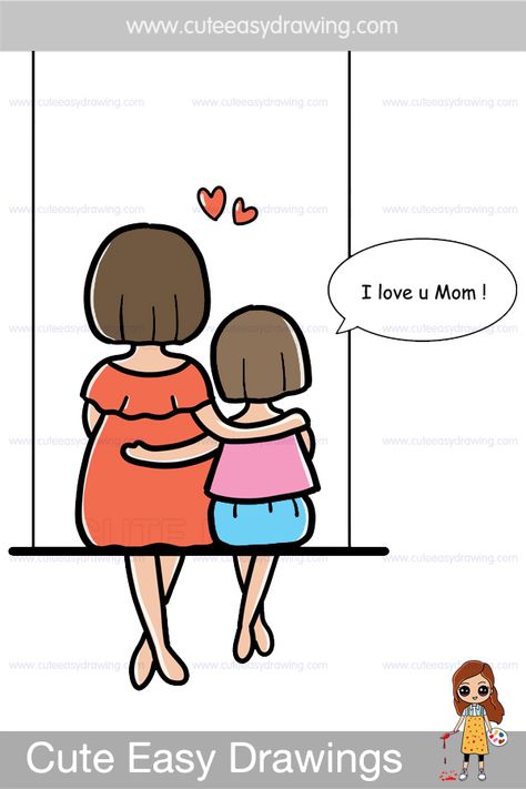 #mothersday #cuteeasydrawings #easydrawings #drawwithme #simpledrawings #mothersday #mother #mom Mom Daughter Easy Drawing, Mother Daughter Love Drawing, Mother Daughter Painting Ideas Easy, Mother Daughter Drawing Easy, Mother Drawing Simple, Mothers Day Drawings Ideas Art Projects, Drawing Of Mother And Daughter, Mom Daughter Drawing, Mom Drawing Easy