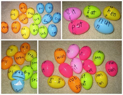 Eggcellent Math & Literacy Stations - easy ways to use plastic easter eggs in the classroom! Egg Activities, Easter Egg Activities, Reading Eggs, Easter Kindergarten, Easter Preschool, Easter Centerpiece, Plastic Easter Eggs, Crafts Easter, Literacy Stations