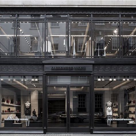 Alexander Wang Flagship - Storefront // Black Tonal Alexander Wang Aesthetic, Off Duty Model Aesthetic, Alexander Mcqueen Store Interior, Alexander Wang Campaign, Alexander Wang Sunglasses, Alexander Wang Sparkle Bag, Alexander Wang 2016, Aesthetic Stores, Model Aesthetic