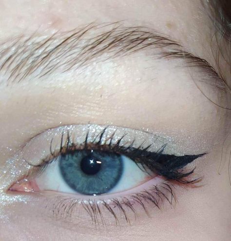 Aesthetic Silver makeup Simple Silver Makeup Looks, Sliver Makeup, Shimmer Eyeshadow Looks, Non Comedogenic Makeup, Silver Eyeliner, Hoco 2024, Healthy Makeup, Grey Eyeshadow, Silver Makeup