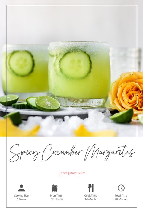 Spicy Cucumber Margaritas Cucumber Jalepeno Marg, Spicy Cucumber Margarita, Healthy Cocktail Recipes, Cucumber Margarita, Cucumber Cocktail, Spicy Cucumber, Jalapeno Margarita, Healthy Cocktails, Lime Margarita