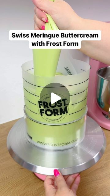 Frost Form® on Instagram: "Swiss Meringue Buttercream works like a dream with Frost Form! 😍

You can use our SMBC recipe from our website, any Mock SMBC recipe (there are lots of recipes online), or our Cake Cream Mix! 

Just make sure to “temper” your buttercream to soften it! Remove some, melt it in the microwave for 15-20 seconds and mix back into the rest of your buttercream. Repeat as needed until it flows easily off your spatula. Then pipe into your Frost Form! 🤗

Shop Frost Form on www.frostform.com 🌐 We ship worldwide!" Frost Cake Techniques, Frost Form Cake Ideas, Frost Form Cake, Barely Frosted Cake, Freezing Cakes Before Frosting, Frost Form Buttercream, How To Frost A Smooth Buttercream Cake, Frost Form, Cake Cream