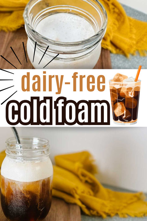 This dairy free cold foam is just as good as the dairy version. It's thick and creamy and perfectly sweetened, perfect for your iced coffee. Non Dairy Cold Foam Recipe, Vegan Cold Foam Recipe, Dairy Free Cold Foam Recipe, Non Dairy Cold Foam, Dairy Free Cold Foam, Vegan Cold Foam, Cold Foam Recipe, Foam Recipe, Dairy Free Coffee