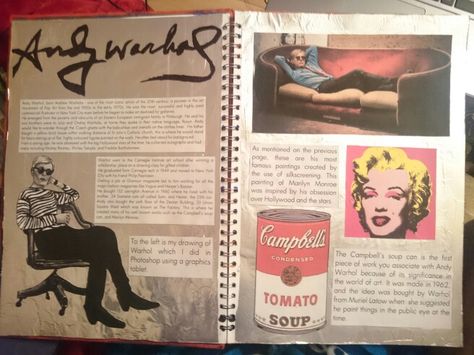 Andy Warhol artist research (book 1) Andy Warhol Gcse Art, Andy Warhol Gcse Sketchbook, Andy Warhol Research Page, Andy Warhol Artist Research Page, Andy Warhol Photography, Andy Warhol Artwork, Andy Warhol Portraits, Artist Research Page, Andy Warhol Art