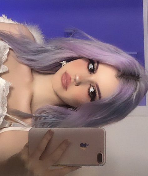 Silver Purple Hair Color, Purple Hair With Blonde Bangs, Lilac Hair Aesthetic, Lilac Purple Hair, Grey Hair Colour, Silver Lavender Hair, Light Purple Hair, Colour Collection, Stronger Hair