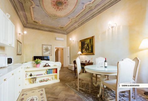 Central Florence Frescoed One Bedroom Apartment In Florence, Tuscany, Italy For Sale (12829696) Santa Croce Florence, Bathroom With Tub, Firenze Italy, Florence Tuscany, Laundry In Bathroom, One Bedroom Apartment, Tuscany Italy, Large Living Room, Luxury Property