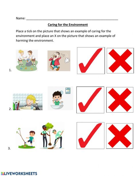 Caring for the environment online worksheet for Kindergarten. You can do the exercises online or download the worksheet as pdf. Pollution Activities Worksheets, Nature Activities Preschool, Comprehension For Grade 1, Taking Care Of The Environment, Pollution Activities, Caring For The Environment, Environment Activities, Worksheet For Kindergarten, Montessori Environment