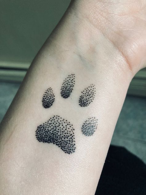 Paw Print Stick And Poke Tattoo, Simple Dot Work Tattoo, Small Dot Work Tattoo, Dot Line Tattoo, Dot Tattoo Design, Tattoo Stippling, Tattoo Dot Work, Stipple Tattoo, Realistic Tattoo Ideas