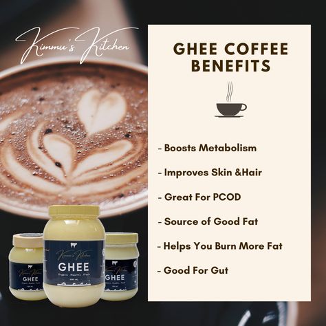 Ghee Coffee, Coffee Benefits, Good Fats, Boost Metabolism, Health Facts, Ghee, Dietary Supplements, In The Morning, Diet Plan