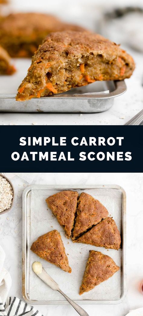 These healthy carrot oat scones are simple to make & taste really similar to carrot cake! Made with no eggs or cream, yet they’re still SUPER tender inside. Perfect for breakfasts & snacks — and you only need 30 minutes to make them! (clean eating, low fat, lower calorie & gluten free options too!) [AD] @bobsredmill ♡ Carrot scones recipe easy. Oatmeal scones healthy. Healthy scones recipe greek yogurt. Carrot scones healthy. Healthy scones low calorie. Scones recipe no egg. Carrot Scones, Scones Healthy, Libbys Pumpkin, Vegetable Breakfast, Carrot Oatmeal, Carrot Recipes Side Dishes, Oatmeal Scones, Healthy Scones, Oat Scones