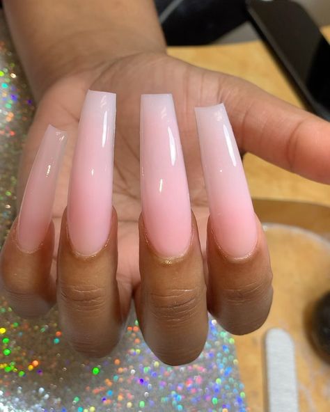 Translucent Pink Nails, Acrylic Nails Pink, Pretty Nails Glitter, Fye Nails, Tooth Gems, Pretty Nail Colors, Plain Nails, Colored Acrylic, Colored Acrylic Nails