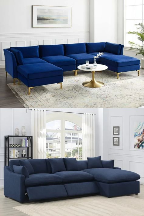 Navy Sectional Living Room, Dark Blue Sectional, Blue Sectional Couch, Blue Sectional Sofa, Navy Blue Sectional, Navy Blue Couch, Navy Blue Couches, Navy Sectional, Sofa Navy Blue