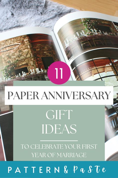 Celebrating your first year of marriage soon? Check out this post from Pattern and Paste to get 11 paper anniversary gift ideas including paper anniversary gift for him that your spouse will love. #paperanniversarygift Creative Paper Anniversary Gifts For Him, 1st Wedding Anniversary Gift For Him Paper, First Year Of Marriage Gift, 1st Anniversary Paper Gifts For Him, Diy Paper Anniversary Gift For Him, 1 Year Wedding Anniversary For Husband, First Year Anniversary Gift Ideas, Paper Anniversary Ideas, Anniversary Gift By Year