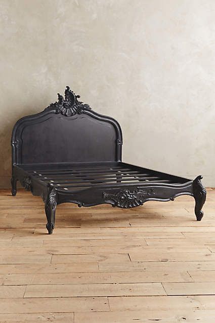 Anthropologie Furniture, Baroque Bed, Black Painted Furniture, Medieval Gothic, Gothic Furniture, Antique Beds, Furniture Beds, Goth Home, Goth Home Decor