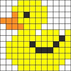 Rubber Ducky Perler Bead Pattern / Bead Sprite Pixel Quilting, Pixel Crochet, Bead Sprite, Pola Kristik, Diy Perler Beads, Pixel Pattern, Pixel Art Pattern, Bead Pattern, Cross Stitch Animals