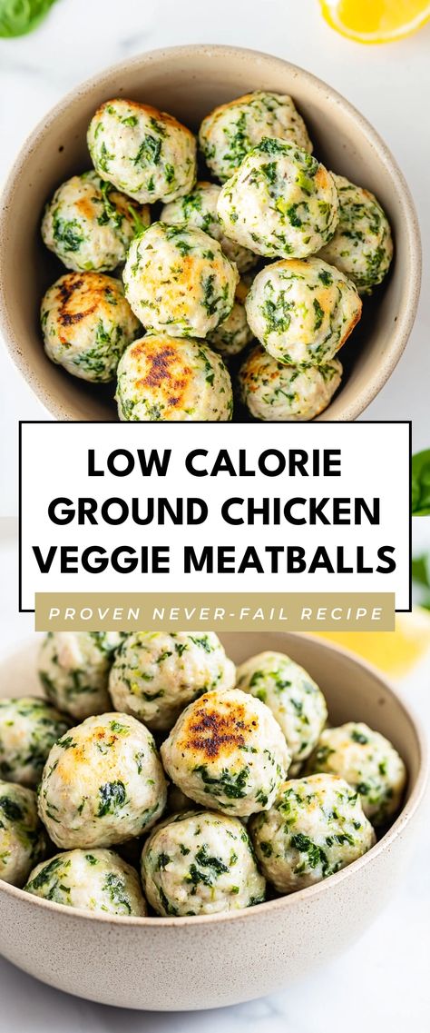 Image for Low Calorie Ground Chicken Veggie Meatballs Chicken Veggie Meatballs, Chicken Meatballs Healthy, Veggie Meatballs, Chicken Healthy, Paleo Chicken, Chicken Meatballs, Vegetarian Paleo, Ground Chicken, Lemon Chicken