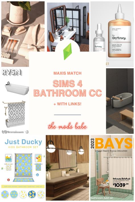 21+ Best Maxis Match CC Bathroom Sets For Builders! Maxis Match Bathroom, Maxis Match Furniture Cc, Sims 4 Maxis Match Furniture, Sims 4 Bathroom Cc, Maxis Match Furniture, Sims 4 Bathroom, Kids Bathroom Sets, Sims World, Furniture Cc