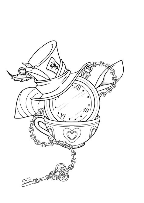 Alice In Wonderland Clock Tattoo, Alice And Wonderland Tattoos, Diy Blanket, Alice In Wonderland Drawings, Alice In Wonderland Illustrations, Wonderland Tattoo, Sketch Poses, Tattoo Stencil Outline, Tattoo Style Drawings