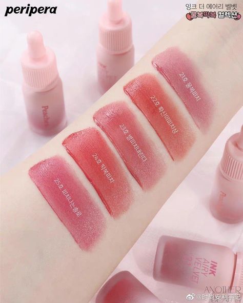 Peripera Airy Ink Velvet 21, Korean Makeup Swatches, Makeup Texture, Ink Airy Velvet, Lip Color Makeup, Amazon Beauty, Makeup Accesories, Lip Swatches, Fancy Makeup