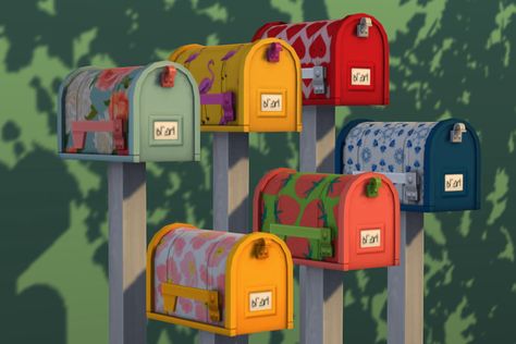 Painted Mailboxes | leaf-motif on Patreon Sims 4 Cc Family Furniture, Sims 4 Bgc Furniture, Sims 4 Cc Maxis Match 70s Furniture, Sims 4 Aesthetic Cc Furniture Maxis Match, Sims 4 Recolors Base Game, Retro Sims 4 Cc, Sims 4 Cc Clutter Maxis Match, Sims 4 Clutter Maxis Match, Sims 4 Mm Cc Furniture