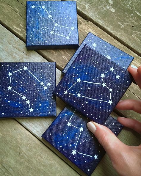 these little star minicanvas acrylic painting experiments turned out fun! ✨ #constellation  #stars #leo Painting Ideas Stars, Easy Star Painting, Star Night Painting, Stars Acrylic Painting, Stars Painting Aesthetic, Painting Ideas On Canvas Stars, Star Painting Aesthetic, Space Themed Painting Ideas, How To Paint Stars