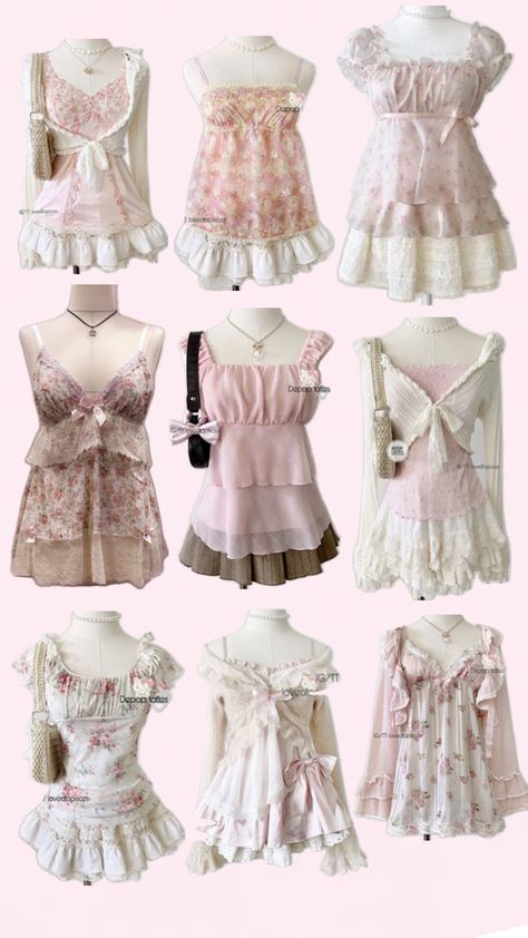 Himekaji Outfits, Asymmetrical Neckline, Cute Everyday Outfits, Pink Outfits, Really Cute Outfits, Girly Outfits, Floral Style, Style Chic, Flutter Sleeves