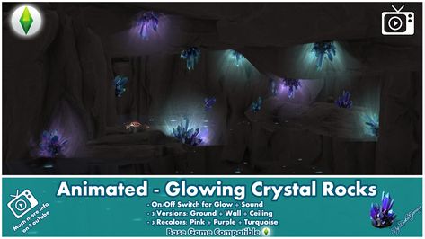 Mod The Sims - Animated - Glowing Crystal Rocks Animated Water, Glowing Crystal, The Sims 4 Custom Content, Crystal Rocks, Sims 4 Studio, Water Stream, The Sims 4 Download, Sims 4 Collections, Sims 4 Build