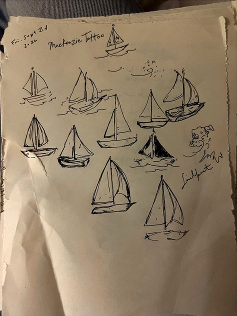 Sail Boat Tattoo Minimal, Sailboat Sketch Simple, Coastal Tattoos Men, Nantucket Tattoo, Maine Tattoo Ideas Simple, Little Boat Tattoo, Coastal Drawings, Sail Boat Tattoo, Sail Boat Drawing