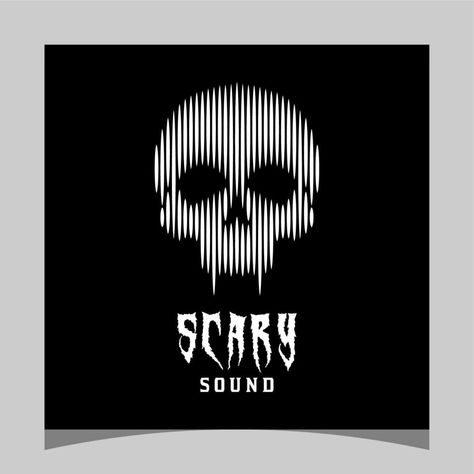 Sound Logo Design, Scary Logo, Sound Logo, Scary Sounds, Digital Wave, Scary Skull, Skull Head, Logo Design Inspiration, Vector Art