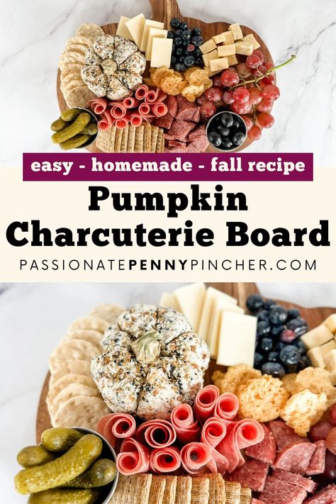 This Pumpkin Charcuterie Board is the perfect fall snack and takes just a few minutes to put together! Your family and friends will love it and it's perfect for any gathering this fall. Just grab your favorite charcuterie fixings and make this delicious pumpkin cheese ball! Pumpkin Charcuterie Board Ideas, Fall Inspired Charcuterie Board, Fall Snack Board, Pumpkin Charcuterie Board, Pumpkin Charcuterie, Fall Cheese Board, Fall Charcuterie Board Ideas, Pumpkin Cheese Ball, Fall Charcuterie Board