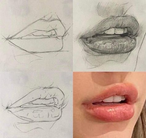 Mouth Types, Lips Drawing Reference, Lips Drawing Tutorial, Hyper Realistic Drawing, Lips Tutorial, Drawing Lips, Lips Sketch, Rough Sketches, Lip Drawing