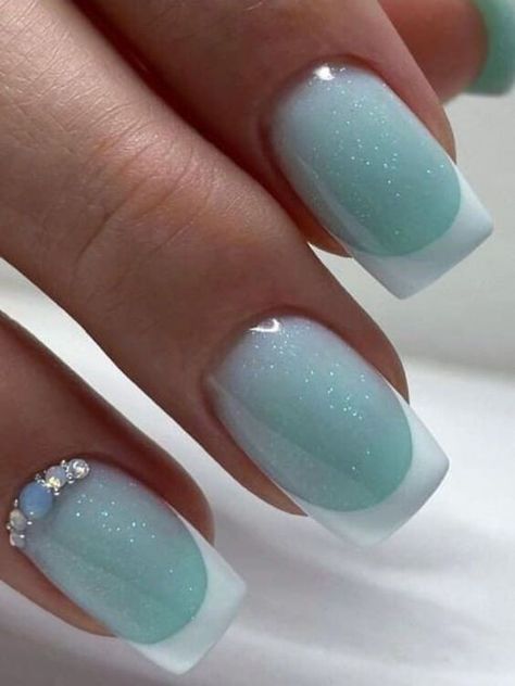 Short Summer Nails, Aqua Nails, Manicure Nail Designs, French Tip Nail Designs, Fancy Nails Designs, Her Nails, Fancy Nails, Dope Nails, French Tip Nails