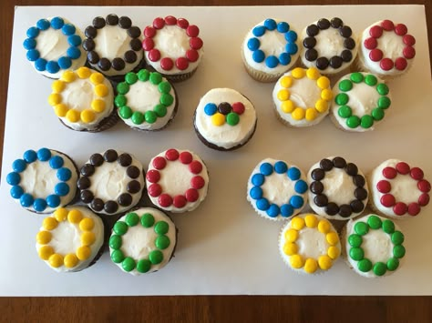 Olympic Baking Ideas, Olympic Cupcake Ideas, Olympic Torch Cupcakes, Olympic Theme Cake, Birthday Beer Olympics, Olympic Cupcakes, Olympic Cake, Olympic Desserts, Olympics Food