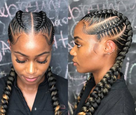 25 Must-Have Goddess Braids Hairstyles | StylesRant Pocahontas Braids Black Hairstyles, Goddess Braid Bun, Two Cornrow Braids, Goddess Braid Styles, Chi Hair, Feeder Braids, Two Braid Hairstyles, Feed In Braids Hairstyles, Goddess Braids Hairstyles