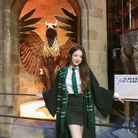 Slytherin Uniform Female, Slytherin Halloween Costume, Harry Potter Aesthetic Slytherin, Slytherin Cosplay, Slytherin Jewelry, Slytherin Uniform, Harry Potter Uniform, Slytherin Costume, Slytherin Funny